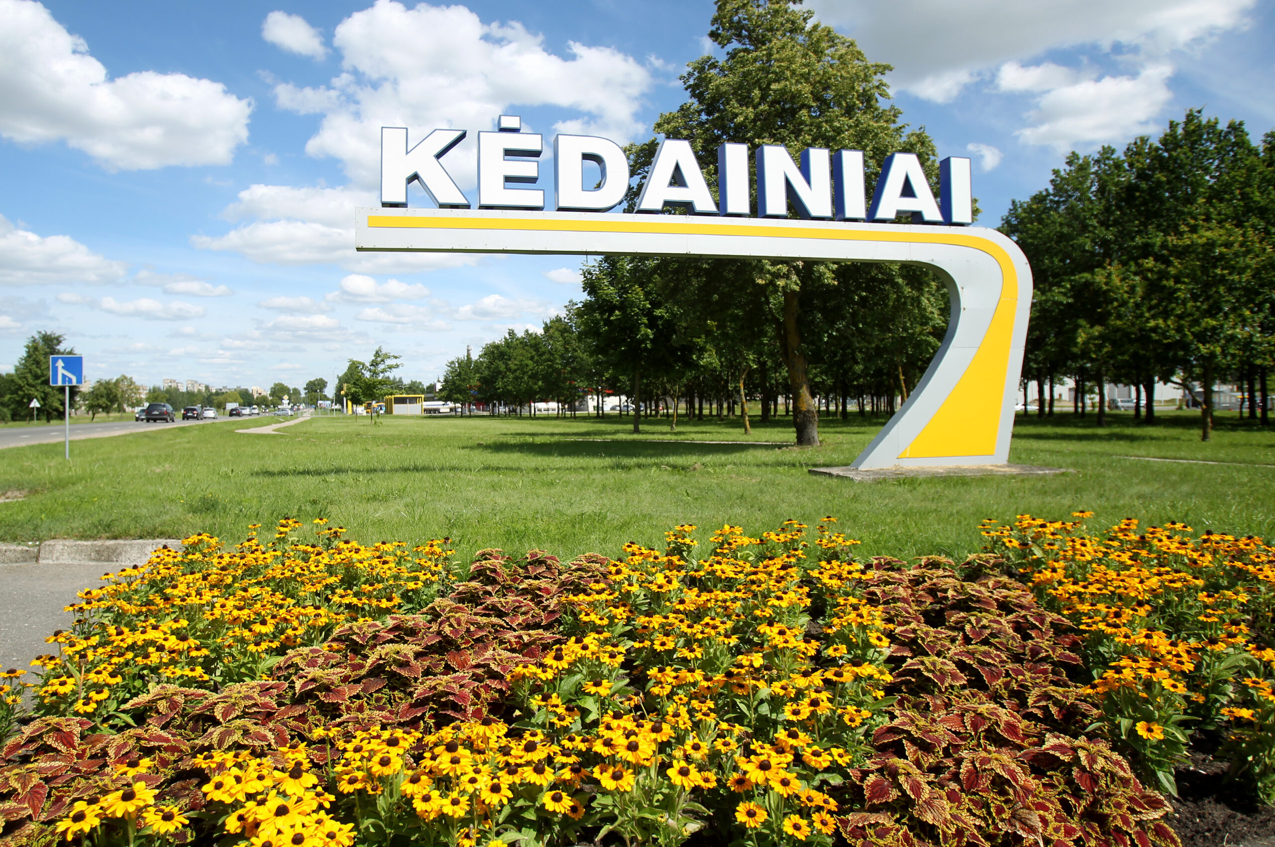The city of Kedainiai in Lithuania is decorated with colorful flowers