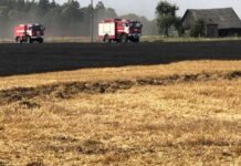 Naujųjų Lažų kaime išdegė keli hektarai ražienų
