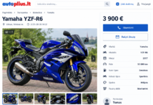 „Yamaha“ motociklą nusipirkti norėjęs jaunuolis sukčiams per kelis kartus pervedė 1 tūkst. eurų